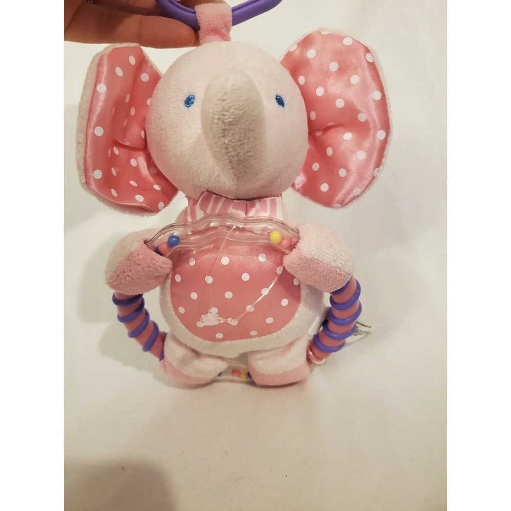 Vintage Babies R Us Pink Elephant Baby Rattle Hanging Toy